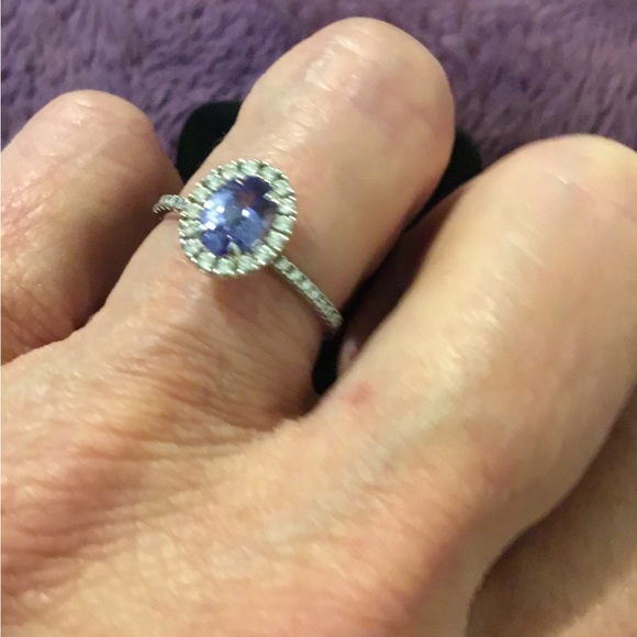 NWOT Vintage Solid 10K White Gold Tanzanite & Diamond Ring - Picture 13 of 14